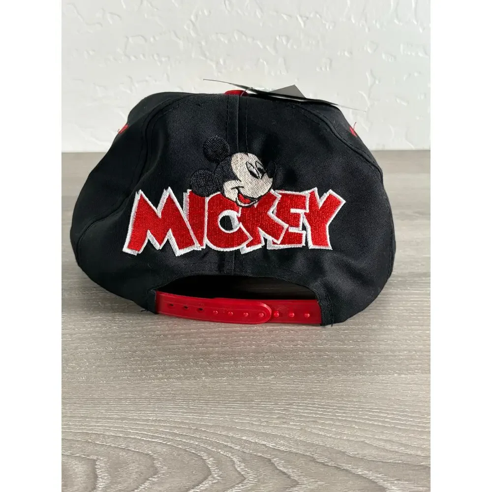Vintage‎ Disney Mickey Unlimited Snapback Hat Black Red Cap NWT Hong Kong 90s